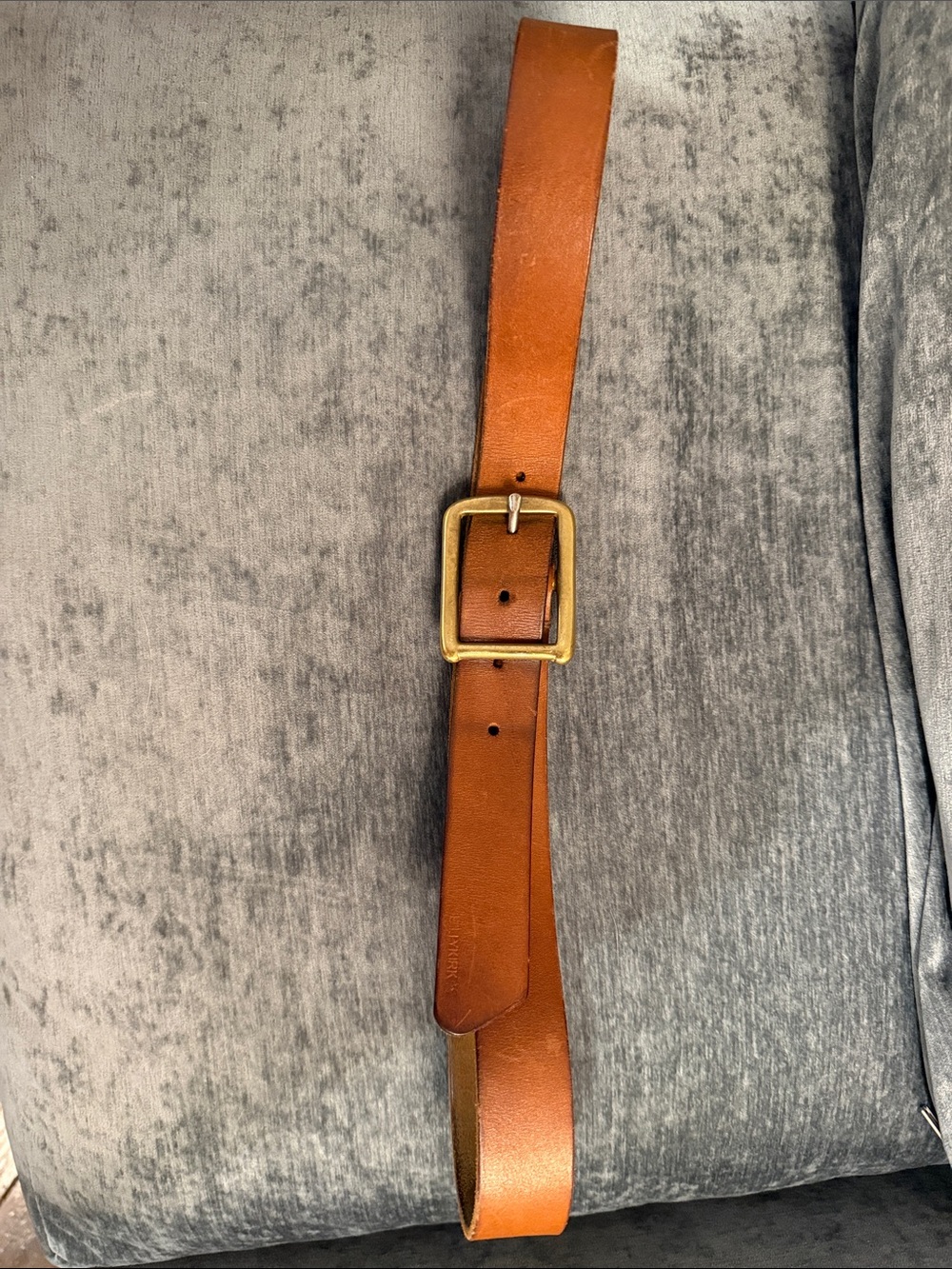 Men's Tan Leather Belt with Brass Square Buckle Billykirk j. Crew 33 34 36